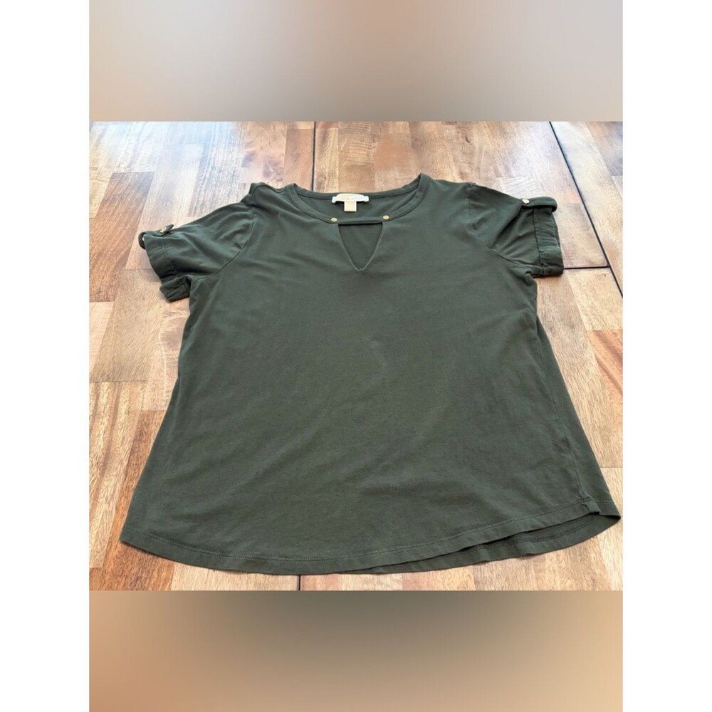 Michael Kors Olive Short Sleeve Keyhole TeeSize XL